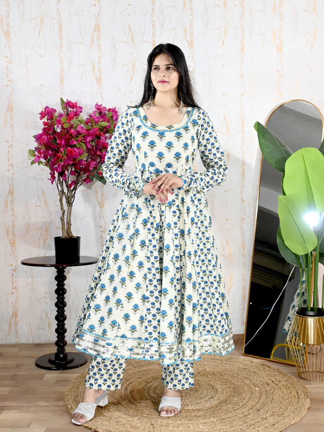 Neel Chandni Kalidar Anarkali Set