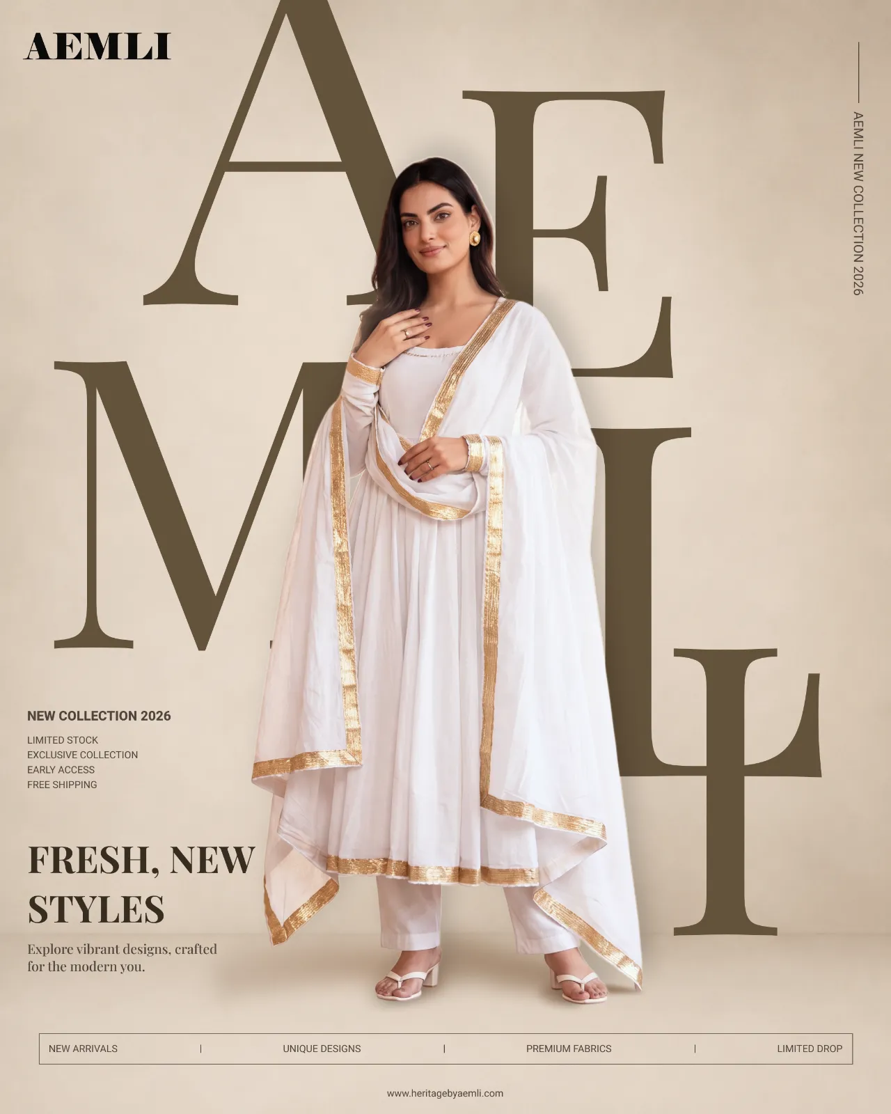 Innayat White Cotton Anarkali Set lookbook Heritage By Aemli ethnic wear